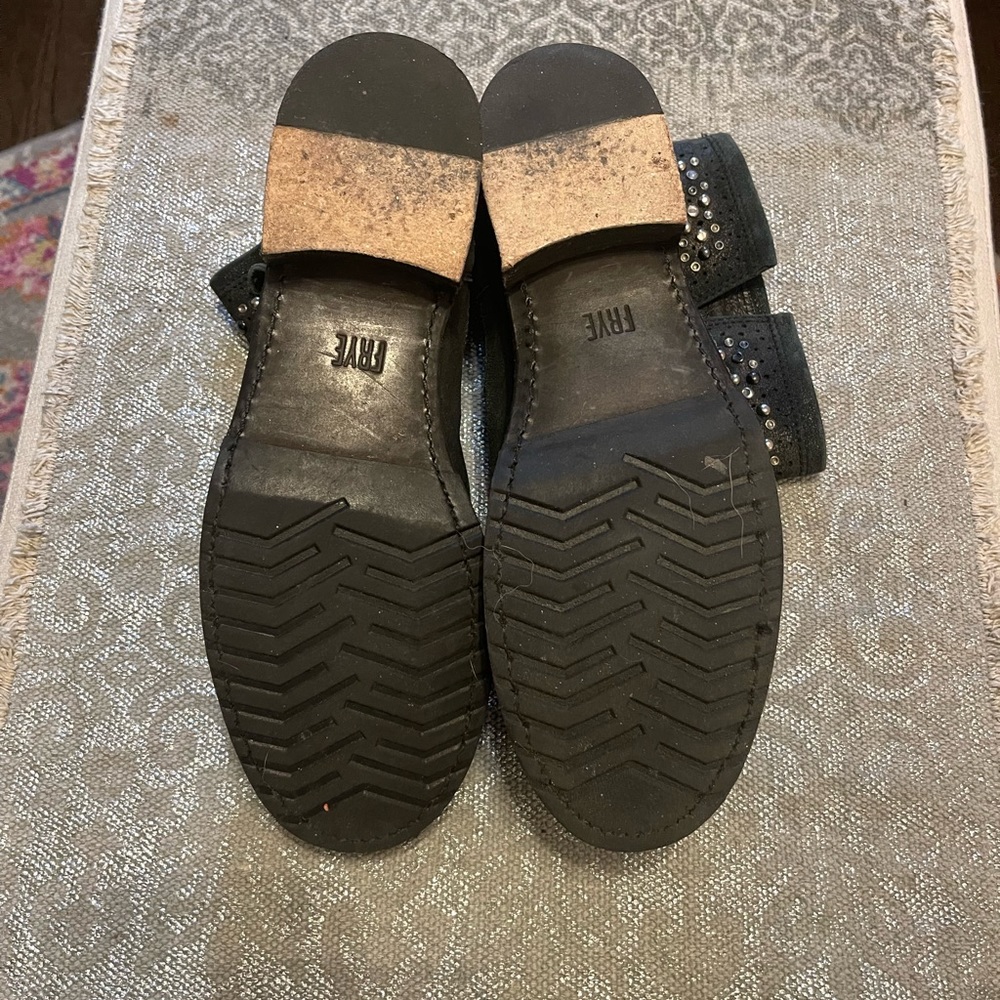 Frye Sparkly Leather Biker Ankle Boots W10 - image 4